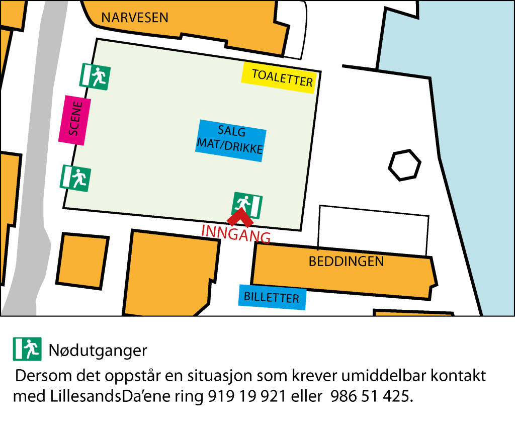 Kart hoved konsert arena på Havnetomta