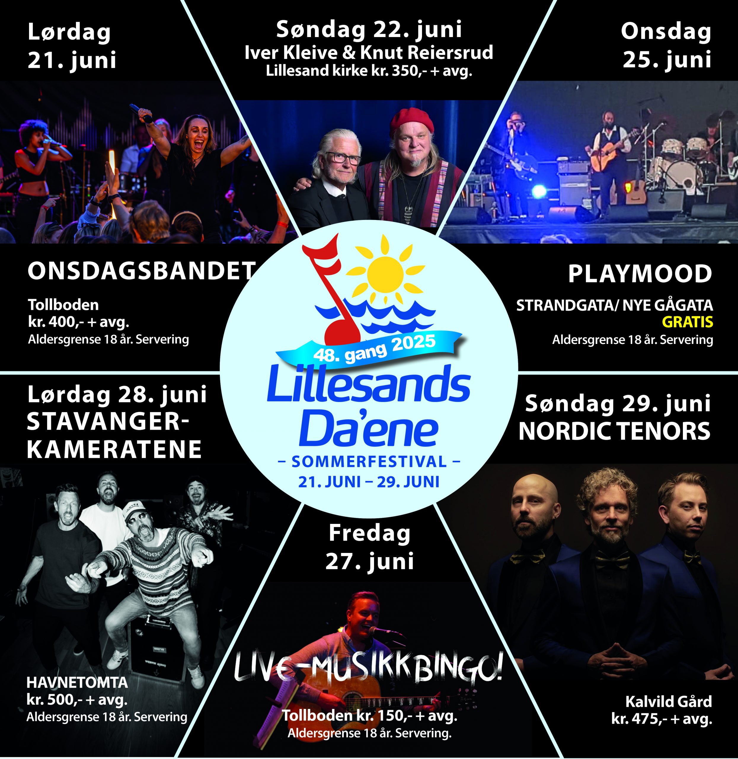 Plakat med alle hovedartistene for LD 2025